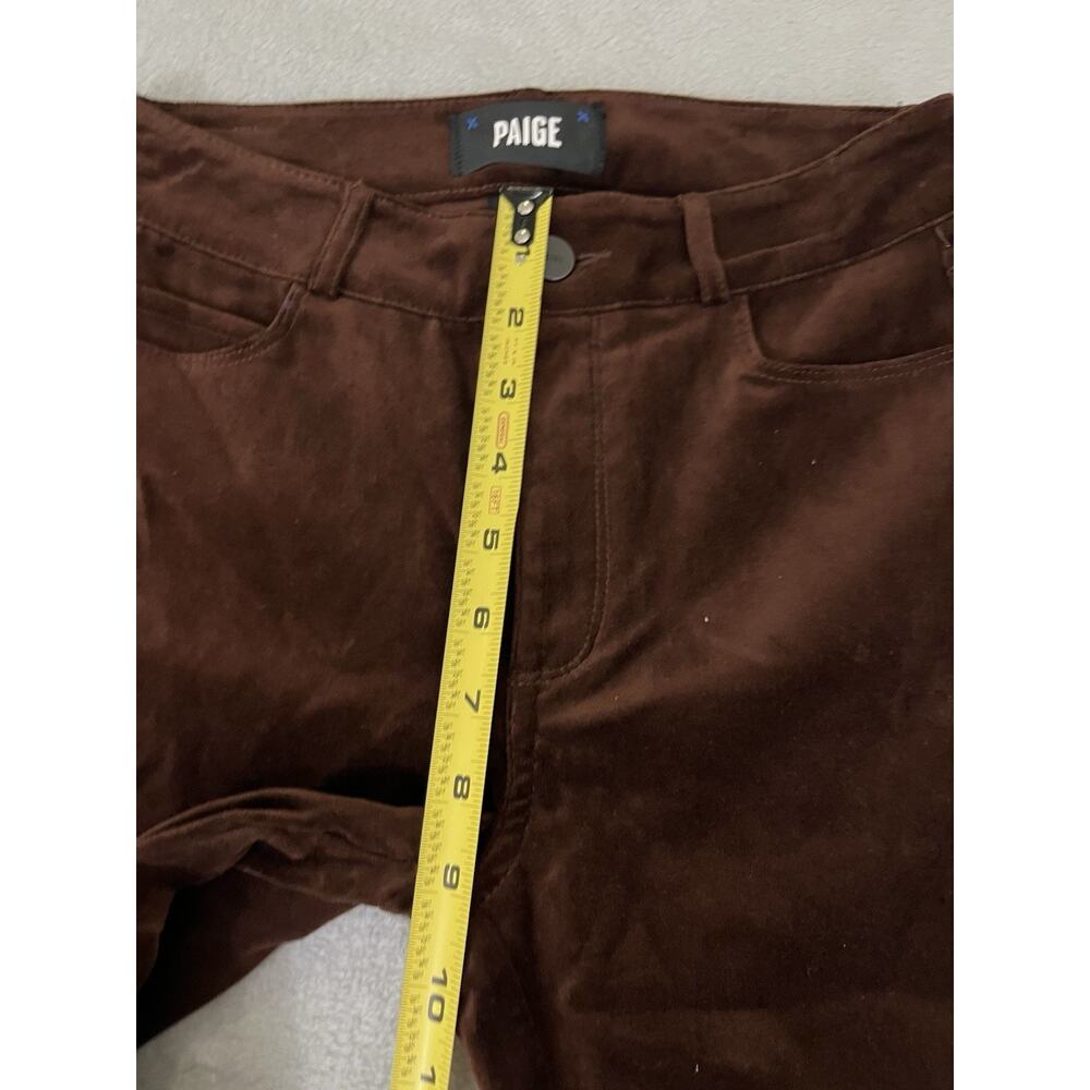 PAIGE Claudine Coffee Brown Soft Velvet Crop Flare Pants Jeans Size 23 MSRP $229 - Picture 10 of 11